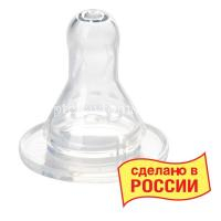 Соска КУРНОСИКИ 12053 силикон. классич. медлен. поток (с рожден.) (Мир Детства/Россия)