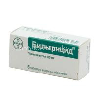 Бильтрицид таб. п/пл. об. 600мг №6 (Bayer AG/Германия)