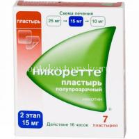 Никоретте пластырь ТДТС 15мг/16ч (саше) №7 полупрозрачн. (LTS Lohmann Therapie-Systeme/Германия/McNeil AB/Швеция)