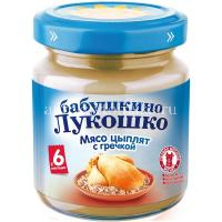 Пюре БАБУШКИНО ЛУКОШКО цыпленок/гречка ("Курочка ряба") (с 6 мес.) 100г (Фаустово/Россия)