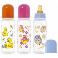 Бутылочка детская КУРНОСИКИ 11143 полипроп. с латекс. соской "Мои любимые птички" 250мл (Мир Детства/Россия)