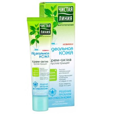 Крем ЧИСТАЯ ЛИНИЯ "Идеальная кожа" д/лица актив п/прыщей 40мл (Юнилевер Русь/Россия)