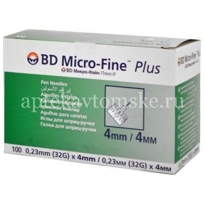 Игла Micro-Fine + 32G 0,23х4мм №100 (Becton Dickinson/Ирландия)