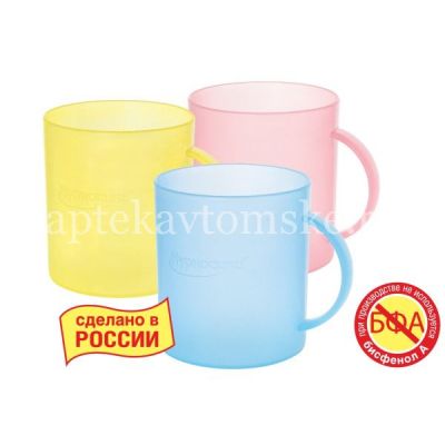 Кружка детская КУРНОСИКИ 17027 цветная с ручкой (СоюзПласт/Россия)