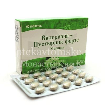 Валериана+Пустырник форте "Мерцана" таб. 500мг №60 (В-Мин+/Россия)