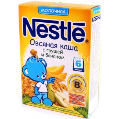 Каша НЕСТЛЕ молочн. овсяная с кусочками груши и банана 250г (Нестле/Россия)