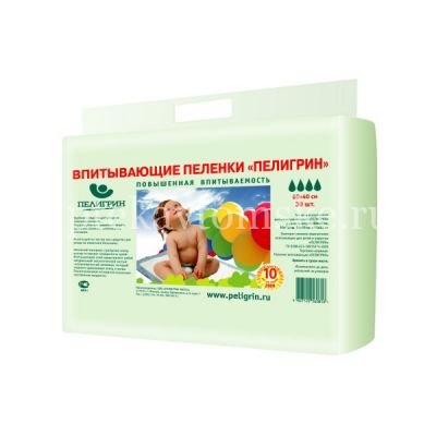 Пеленка ПЕЛИГРИН Супер впитывающие 60 х 60 №30 (Пелигрин/Россия)
