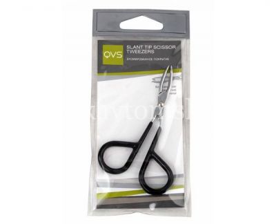 QVS пинцет д/бровей в форме ножниц со скошен. кончиками  (мод. 10-1026) (QVS Global/Китай)