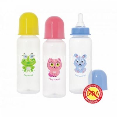 Бутылочка детская КУРНОСИКИ 11101 полипроп. с силик. соской 250мл (Мир Детства/Россия)