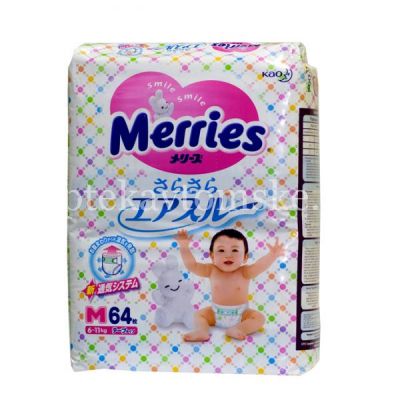 Подгузники MERRIES разм. M (6-11кг) №64 (Kao Corporation/Япония)
