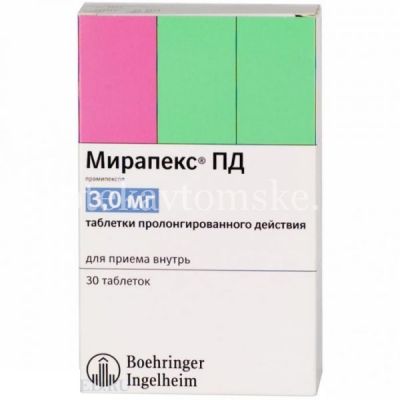 Мирапекс ПД таб. с пролонг. высв. 3мг №30 (Boehringer Ingelheim/Германия)