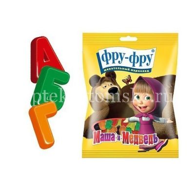 Мармелад ФРУ-ФРУ Буквы. Маша и Медведь витамины+сок 100г (Парк лайн/Чехия)