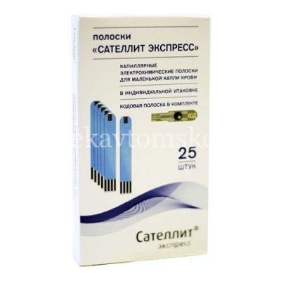 Тест-полоска Сателлит Экспресс ПКГ-03 к глюкометру №25 (Элта/Россия)