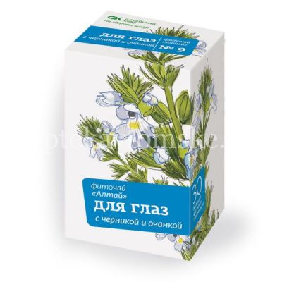 Чайный напиток АЛТАЙ №9 д/глаз с очанкой и черникой пак.-фильтр 2г №30 (Алтайский кедр/Россия)