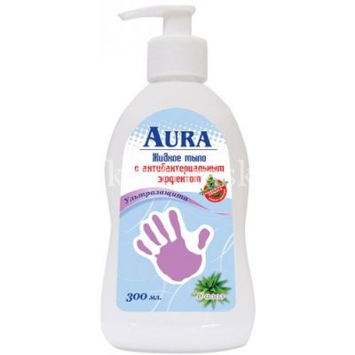 Мыло AURA антибакт. эффект алоэ жид. 300мл (Коттон клаб/Россия)
