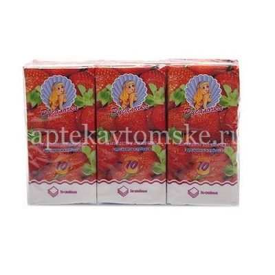 Платок носовой РУСАЛОЧКА Клубника 3-х слойн. №10 (Бест Папир/Россия)