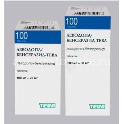 Леводопа/Бенсеразид-Тева таб. 200мг + 50мг №100 (Teva Pharmaceutical Works Private/Венгрия)