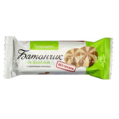 Батончики ПЕТРОДИЕТ на фруктозе с кусочками печенья 35г (Петродиет/Россия)
