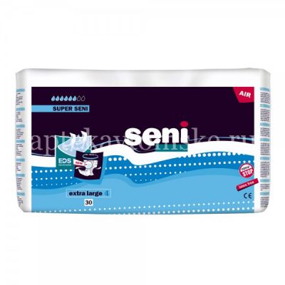 Подгузники для взрослых Супер Сени (SUPER SENI) AIR PLUS Extra Large №30 (TZMO S.A./Польша)