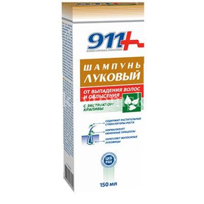 911 Шампунь ЛУКОВЫЙ п/выпадения с Крапивой 150мл (Твинс Тэк/Россия)