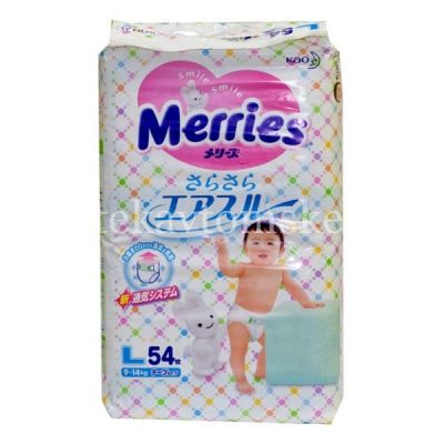 Подгузники MERRIES разм. L (9-14кг) №54 (Kao Corporation/Япония)